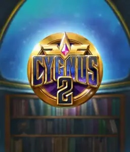 Explore the captivating graphics of ELK Studios' Cygnus 2 Slot, highlighting a stunning logo with a vibrant color scheme. Set against a mystical library backdrop, this image conjures the spirit of mystical exploration. 