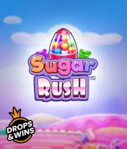 Dive into the sweet world of the Sugar Rush slot game by Pragmatic Play, featuring a colorful candy dispenser against a whimsical candyland background. This image portrays the playfulness of the slot, adorned with vivid candies and engaging typography. Perfect for candy lovers, promising endless entertainment. 