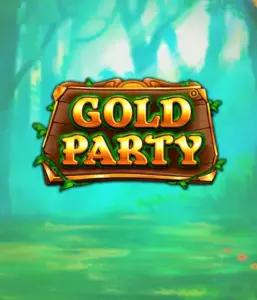 Step into the enchanted forest of Gold Party slot by Pragmatic Play, showcasing a charming wooden sign decorated with golden letters. The setting is a green forest adding a mystical touch to the overall ambiance. Perfect for those who enjoy nature-themed slots, providing a delightful escape. 